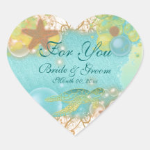 Beach theme wedding favour "For you" Sticker