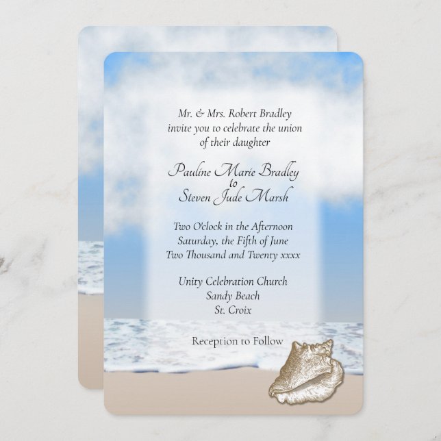 Beach Theme Wedding Invitation (Front/Back)