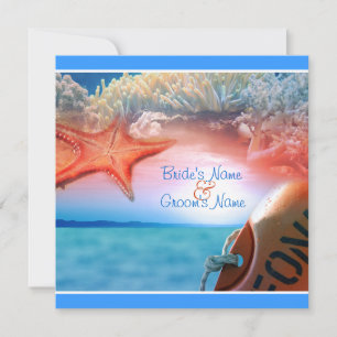 Beach theme wedding tropical cruise invitation