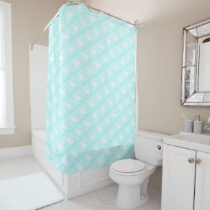Beach Themed Aqua Shower Curtain with Crab