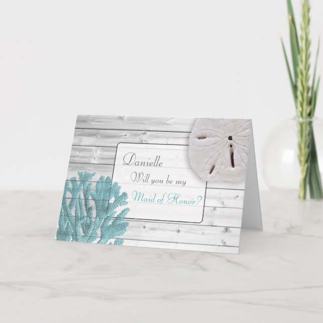 Beach Themed Be My Maid of Honour Proposal Card (Front)