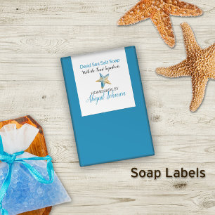 Beach-Themed Blue + Starfish Handmade Soap Label