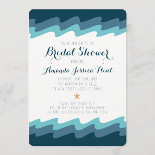 Beach Themed Bridal Shower Invitation  - Blue Wave