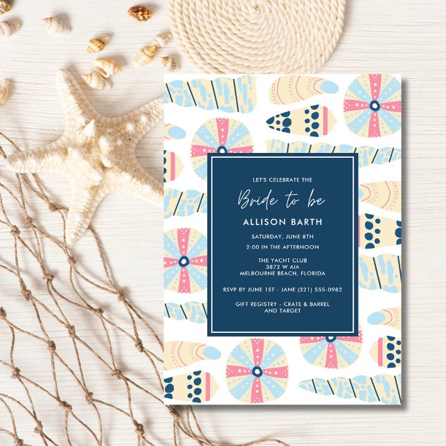 Beach Themed Bridal Shower Party Invitation (Beach Themed Bridal Shower Party Invitation)