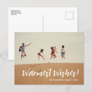 Beach themed Christmas Warmest Wishes Family Photo Holiday Postcard