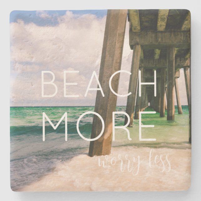 Beach Themed Coasters with Ocean Photo (Front)