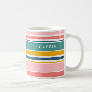 Beach Themed Color Stripes   Add Your Name Coffee Mug