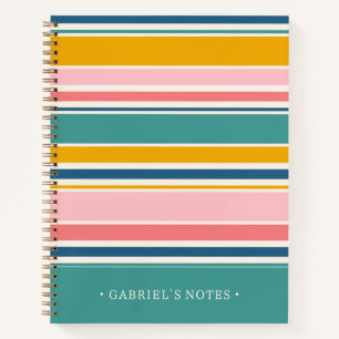 Beach Themed Colour Stripes Add Your Name Notebook