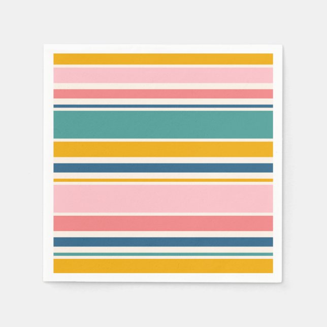 Beach Themed Colour Stripes Napkin (Front)
