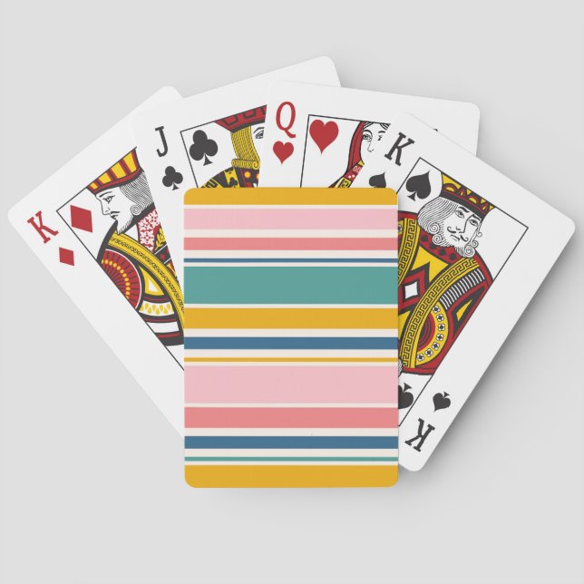 Beach Themed Colour Stripes Playing Cards (Back)