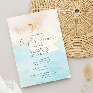 Beach Themed Couples Shower Invitation