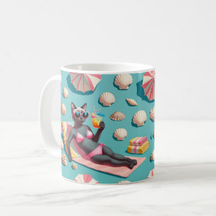 Beach themed for Siamese Cat Lovers Party Coffee Mug