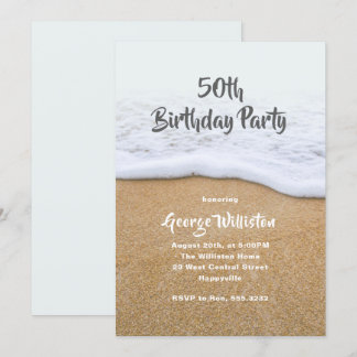 Beach Themed Guys Birthday Party Invitation