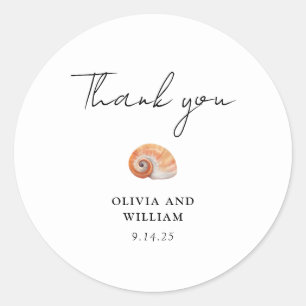 Beach themed modern minimalist wedding  classic round sticker