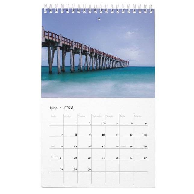 Beach Themed Ocean Photo Gift   Calendar (Jun 2026)