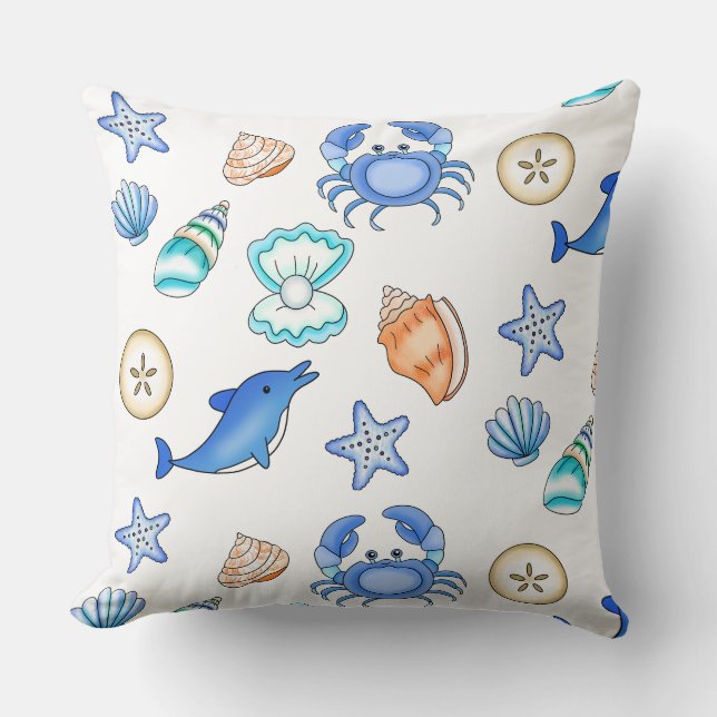 Beach Themed Oceanic Art Cushion (Front)