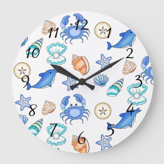 Beach Themed Oceanic Art Large Clock (Front)