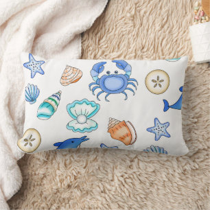 Beach Themed Oceanic Art Lumbar Cushion