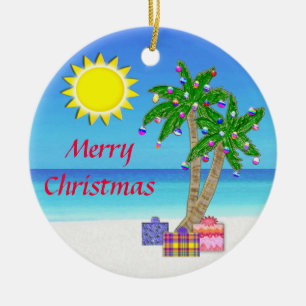 Beach Themed Ornaments,  Merry Christmas! Ceramic Ornament