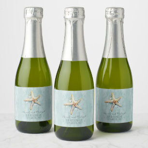 Beach Themed "Our Wedding Day" Mini Sparkling Wine Label
