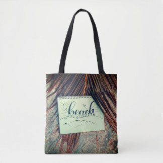 Beach themed, palm frond, sketch book tote bag
