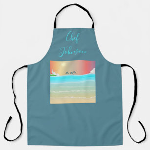 Beach Themed  Personalised Apron with Dolphins