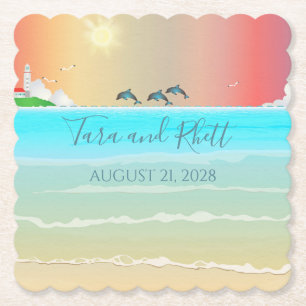 Beach Themed Personalised Drink Coasters Dolphins