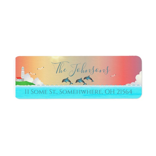 Beach Themed Personalised Return Address Labels (Front)