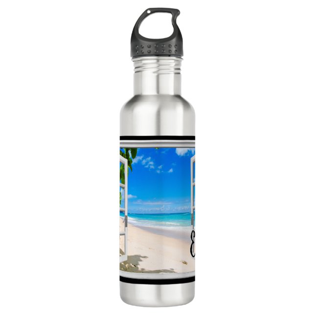 Beach Themed Personalised Water Bottle (Front)