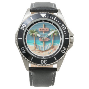 Beach-Themed Relaxing Hammock Palm Trees Watch