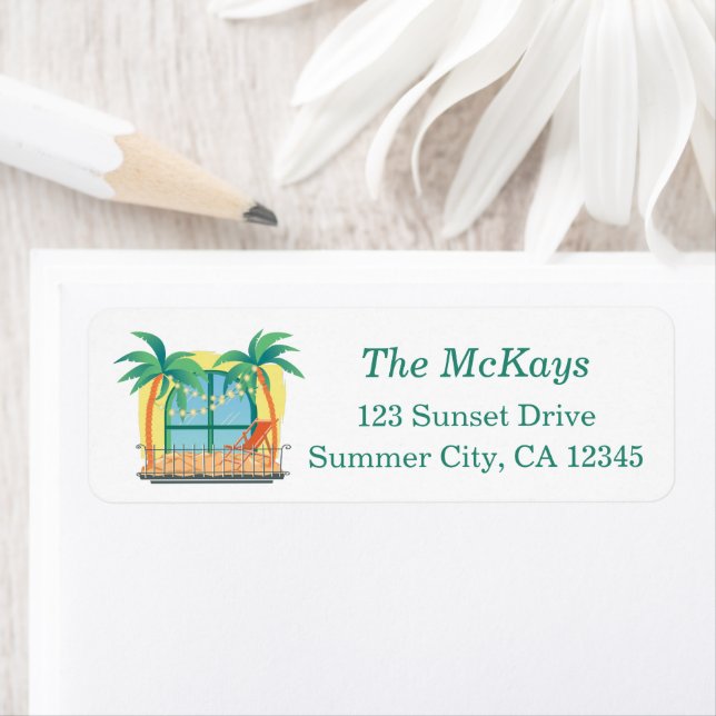 Beach Themed Return Address Return Address Label (Insitu)
