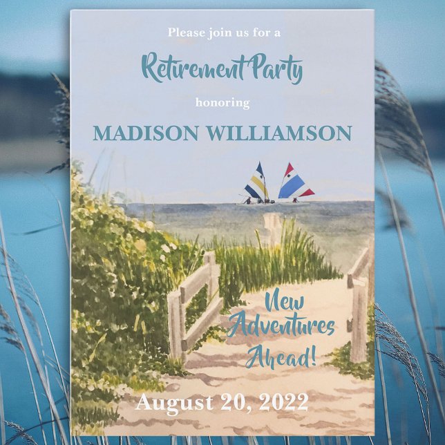 Beach Themed Sailboats Retirement Party   Invitation (Creator Uploaded)