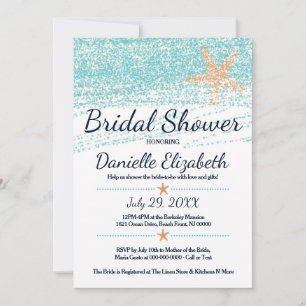 Beach Themed Starfish Bridal Shower Invitation