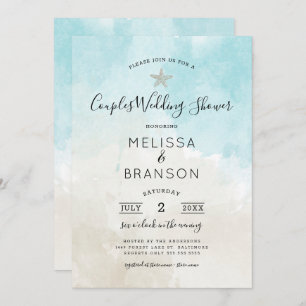 Beach Themed Watercolor Couples wedding shower Invitation
