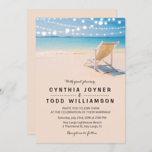 Beach Themed Wedding Invitation (Front/Back)