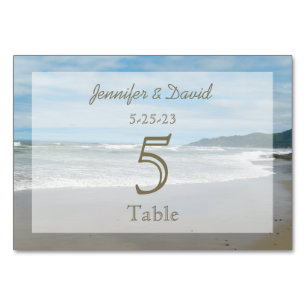 Beach Themed Wedding Numbers Cards