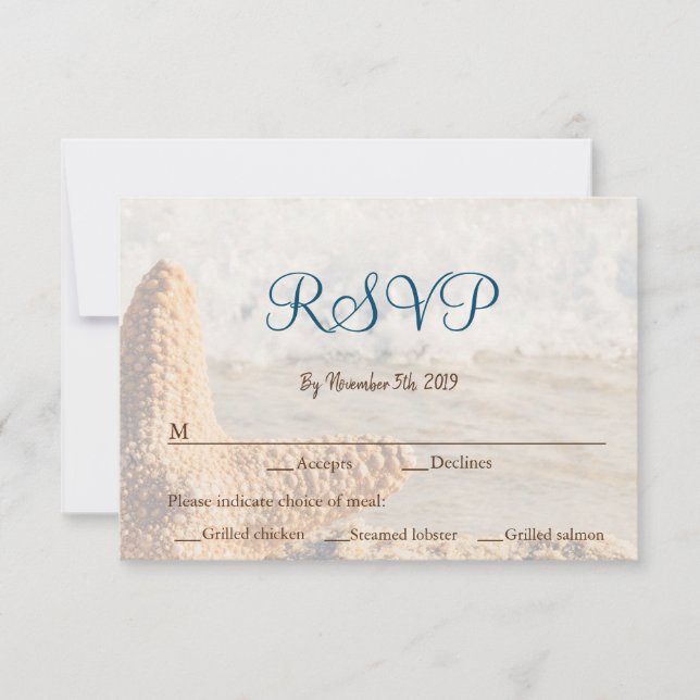 Beach Themed Wedding RSVP Card (Front)