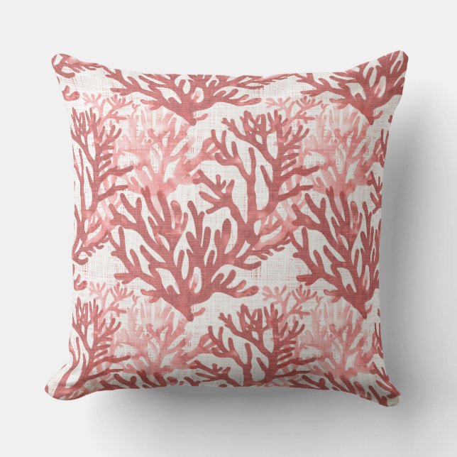 Beach Throw Pillows | Coral Decorative Pillow (Front)