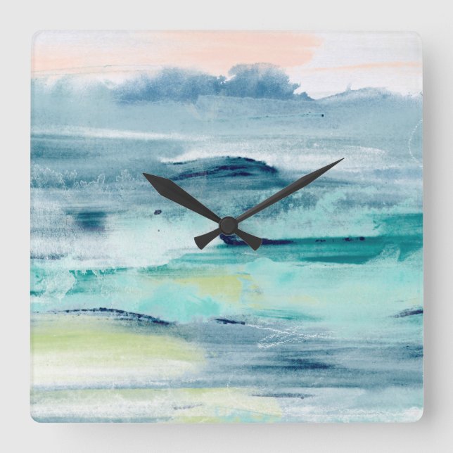 Beach Tides II Square Wall Clock (Front)