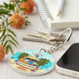 Beach Tiki Bar Classic Key Ring