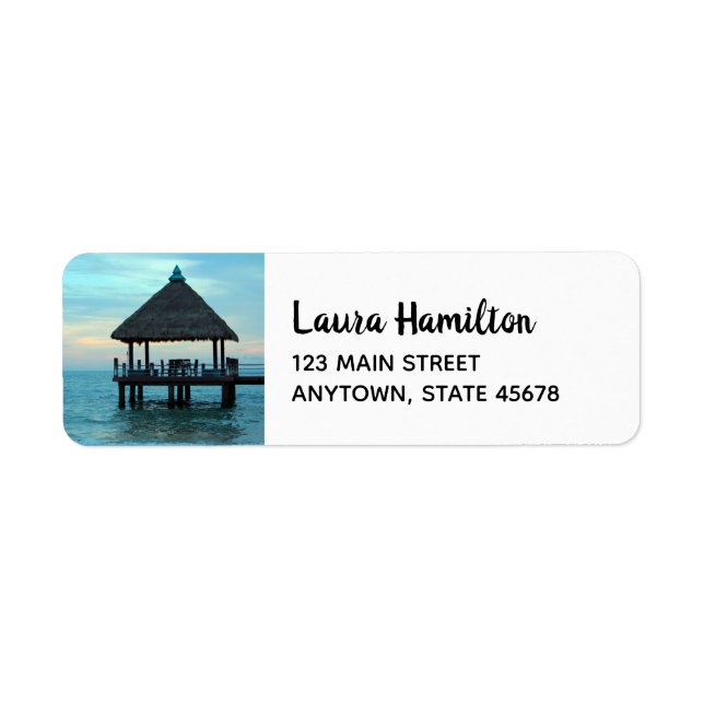 Beach Tiki Hut Return Address Label (Front)