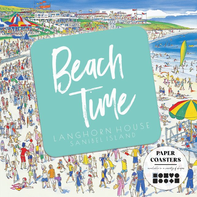 Beach Time Party  Square Paper Coaster (Creator Uploaded)