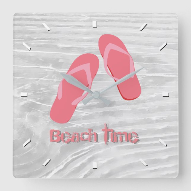 Beach Time Personalise Square Wall Clock (Front)