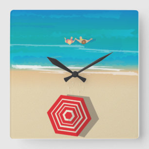 Beach Time! Square Wall Clock