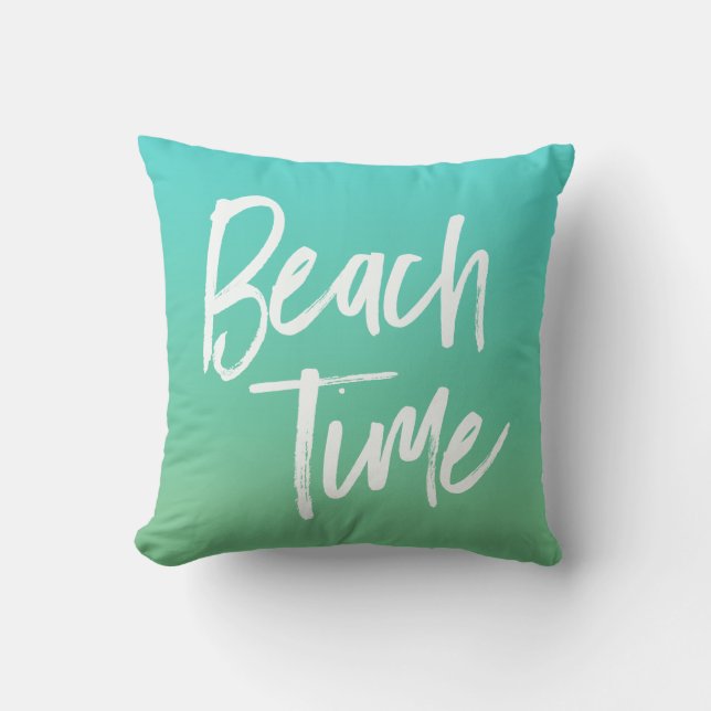 Beach Time Turquoise Ombre Cushion (Front)