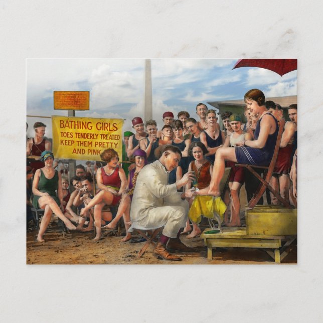 Beach - Toes Tenderly Treated 1922 Postcard (Front)