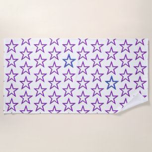 Beach Towel - 3D Purple Stars and 2 Blue