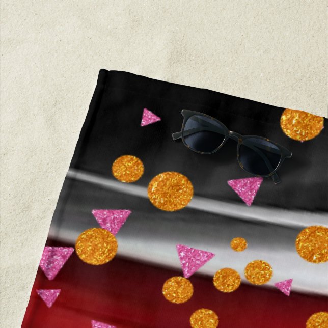 Beach Towel Abstract Red Black White (In Situ)