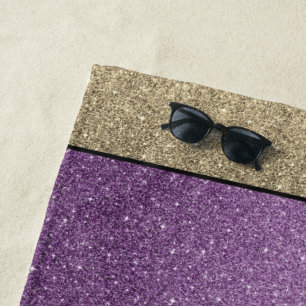 Beach Towel Beach Towels in Purple/Gold Glitter