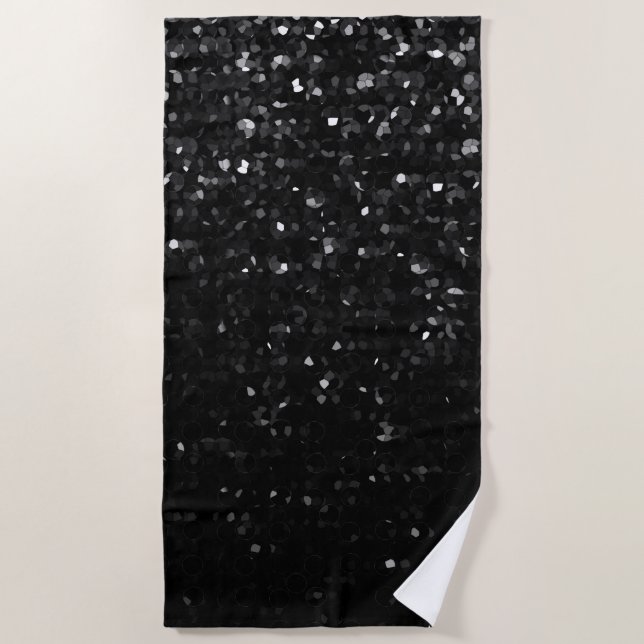 Beach Towel  Black Crystal Bling Strass (Front)